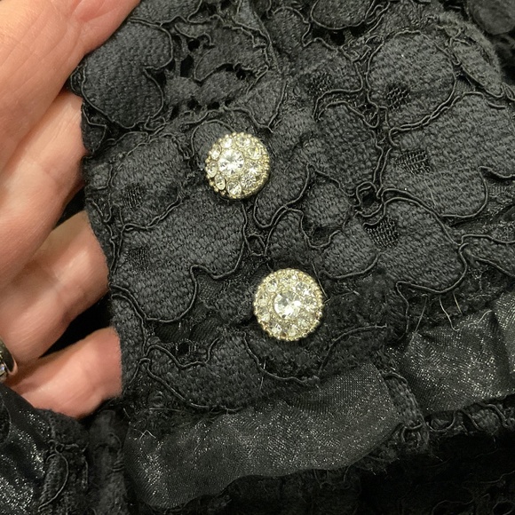 ZARA Black Lace Dress With Jewel Buttons Size Medium - Picture 7 of 11